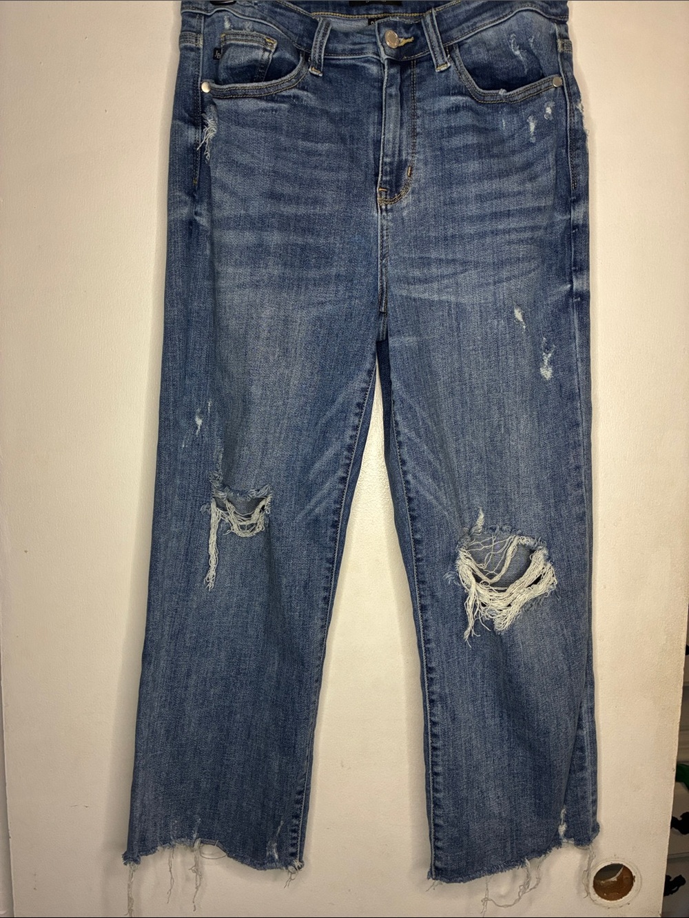 Judy Blue Distressed Light Blue Wide Leg Jeans  size9/29